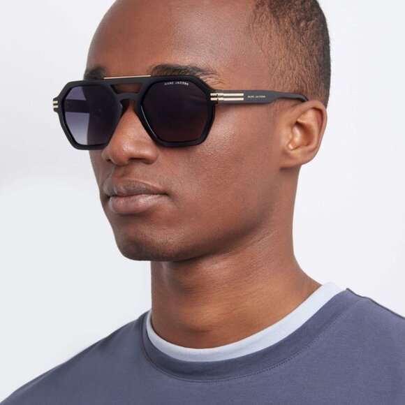 Marc Jacobs MARC 587/S 0807 9O Geometric Sunglasses - Black\Gray Gradient - Picture 3 of 10